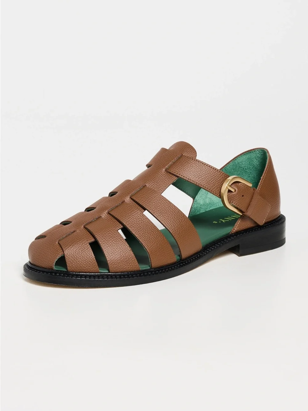 Vinny’s Mens Brown Leather Fisherman Sandals with Gold Buckle (EU 43 / US 10) - Picture 5 of 5